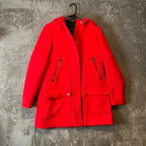 J. Crew Chateau Sz 0 Parka Italian Wool Stadium Cloth Coat Bright Red Women's‎